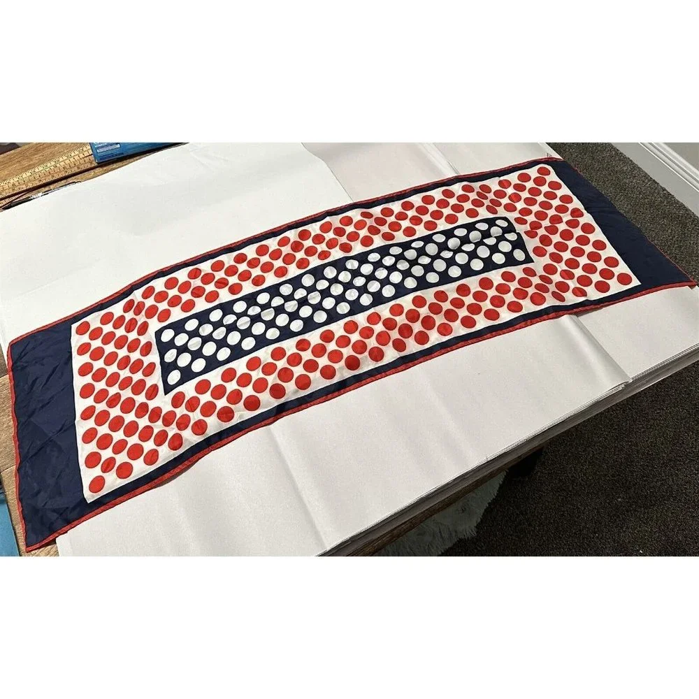 Vintage Scarf Acetate Made in Japan Red White and Blue Large Dots